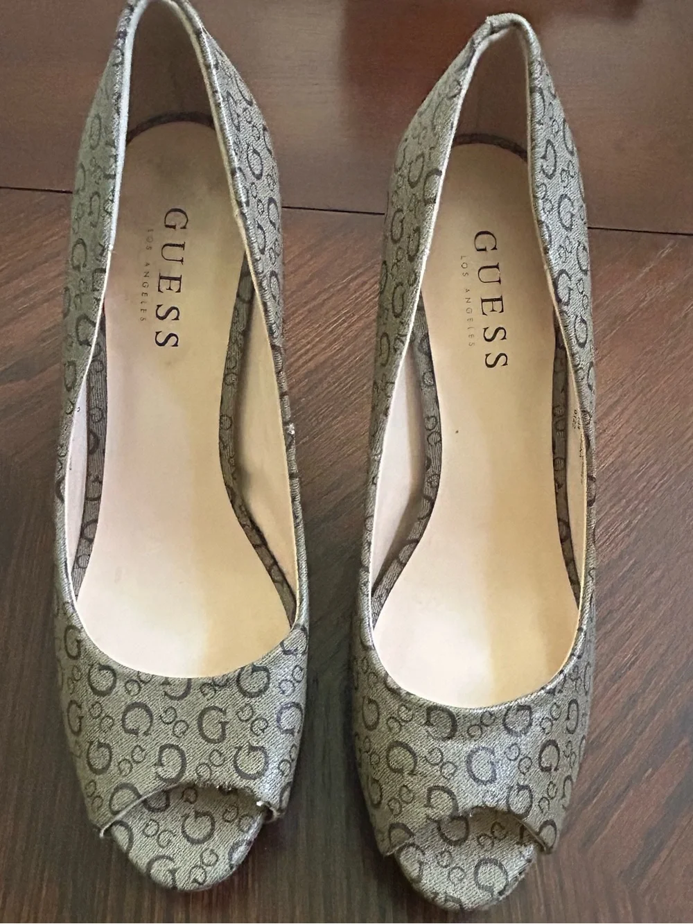 Guess Brown Laser-Cut Peep Toe Heels Size 8 - Picture 2 of 7